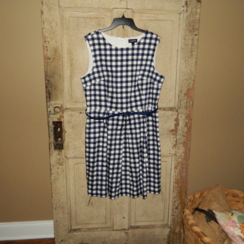Liz Claiborne Gingham Fit & Flare Dress Size 18 (P-14)